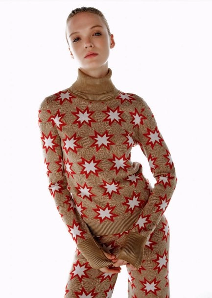 ICONIC APRÈS SKI STAR EMBROIDERED KNIT TOP CAMEL - 1