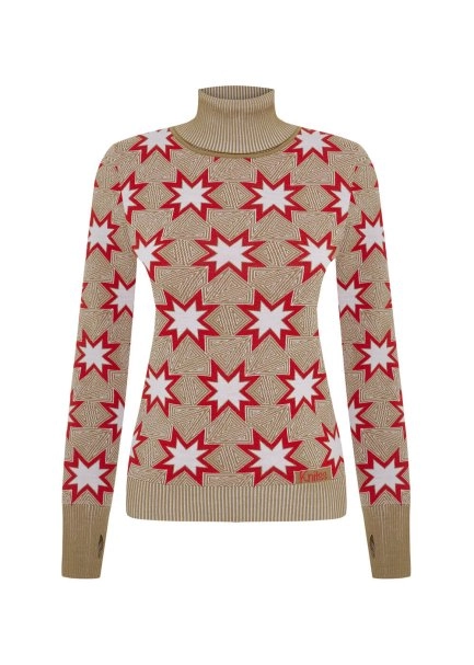 ICONIC APRÈS SKI STAR EMBROIDERED KNIT TOP CAMEL - 6