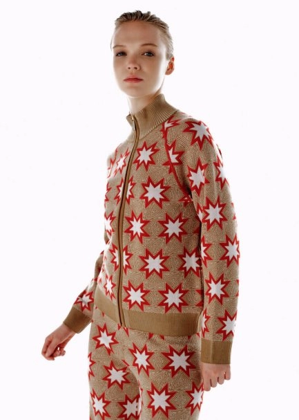 İkonik AprÈs-Skı Yıldız Desenli Triko Hırka Camel - 3
