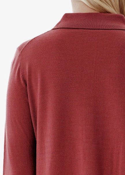 İnce Örgü Gül Kurusu Polo Triko - 4