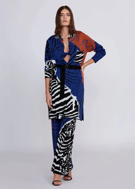 Intarsia Jacquard Detail Multıcolor Knit Tunic - 5