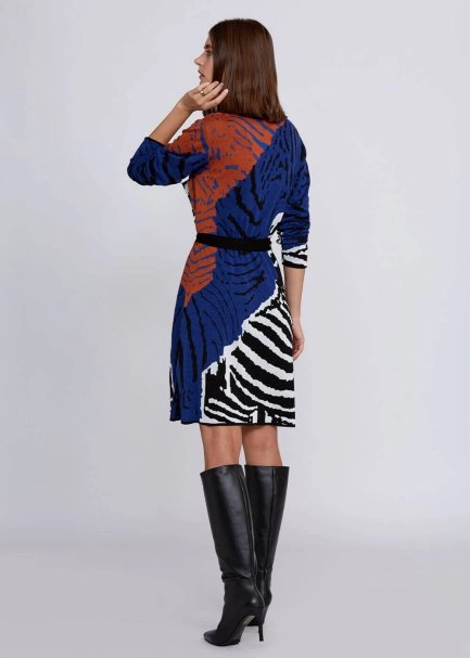 İntarsia Jakar Desenli Çok Renkli Triko Tunik - 3