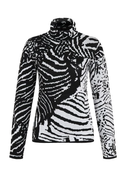 İntarsia Jakar Desenli Siyah Beyaz Triko - 8