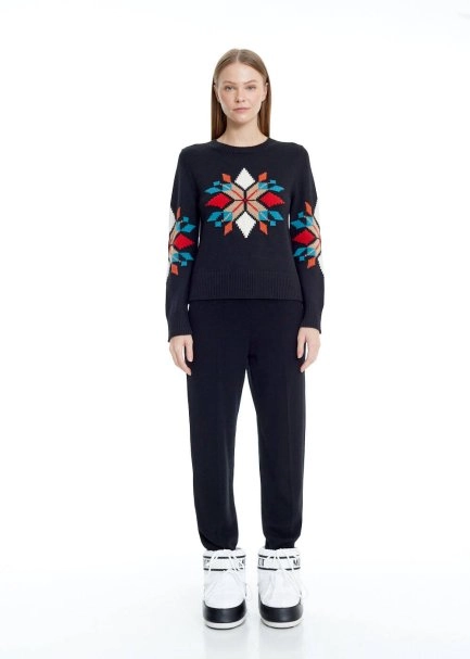 INTERSIA PATTERNED MERINO WOOL BLEND SWEATER - 2