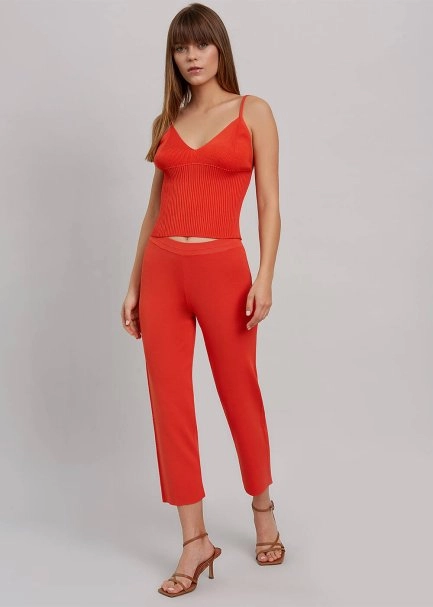 İp Askılı Mercan Rengi Kısa Triko Üst - 2