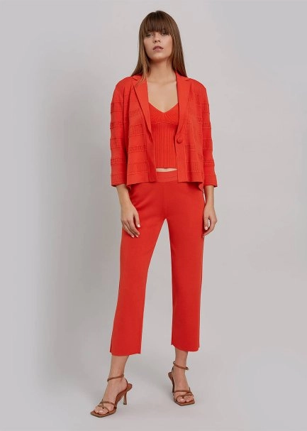 İp Askılı Mercan Rengi Kısa Triko Üst - 5