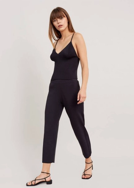 İp Askılı Siyah Kısa Triko Üst - 5