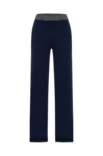 Işıltılı Lacivert Triko Pantolon - 6