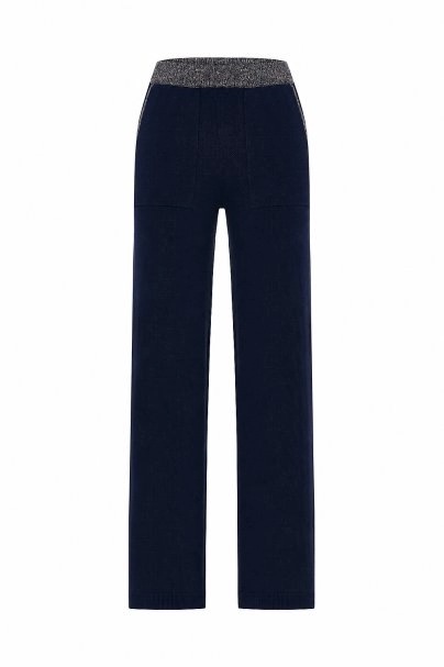 Işıltılı Lacivert Triko Pantolon - 6