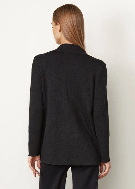 Işıltılı Siyah Rahat Kesim Blazer Ceket - 3