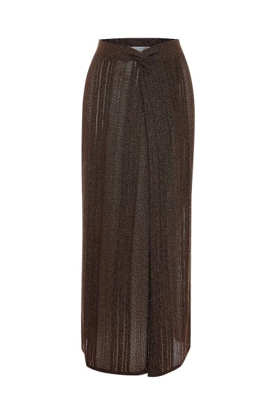 Işıltılı Triko Etek Bronz - 6