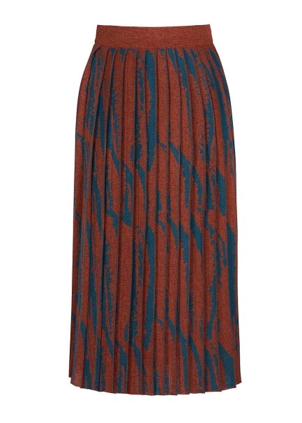 İtalyan İplik Desenli Pliseli Tarçın Rengi Triko Etek - 8