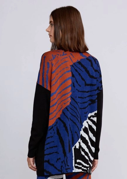 Jacquard Detailed Loose Fit Knit Cardigan - 3