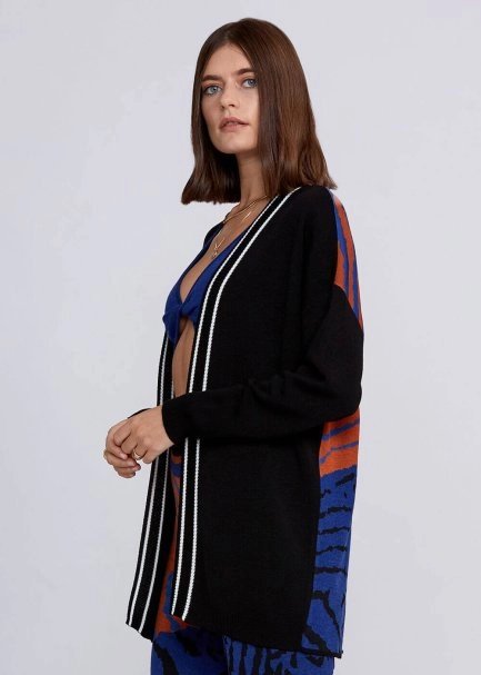 Jacquard Detailed Loose Fit Knit Cardigan - 4