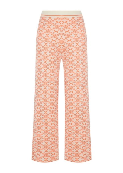JACQUARD PATTERN APRICOT KNIT PANTS - 6