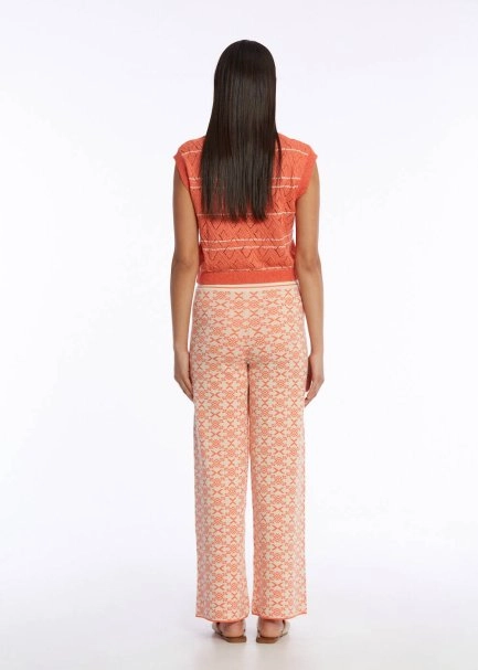 JACQUARD PATTERN APRICOT KNIT PANTS - 5