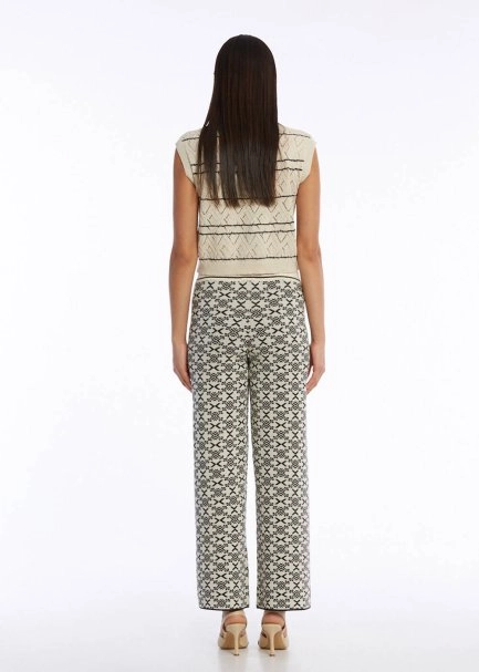 JACQUARD PATTERN BLACK KNIT PANTS - 5