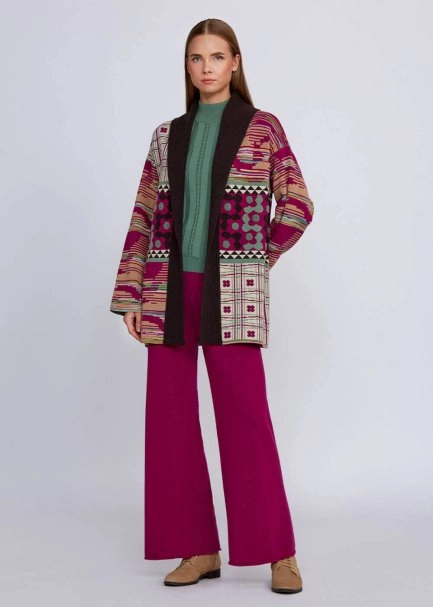 Jacquard Pattern Cashmere Blended Knit Cardigan - 2