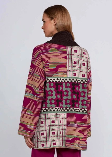 Jacquard Pattern Cashmere Blended Knit Cardigan - 3