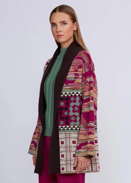 Jacquard Pattern Cashmere Blended Knit Cardigan - 4