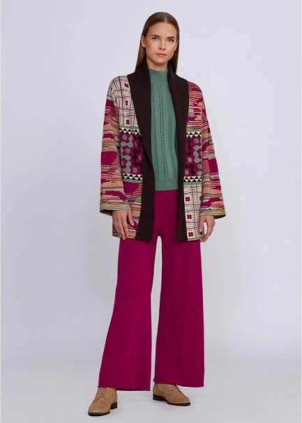 Jacquard Pattern Cashmere Blended Knit Cardigan - 5