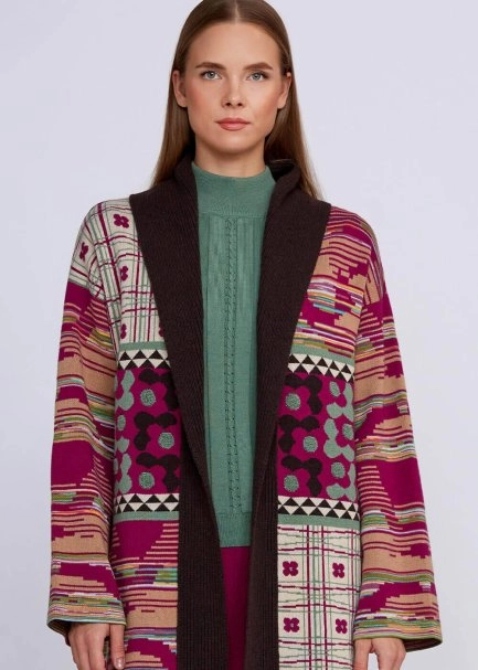Jacquard Pattern Cashmere Blended Knit Cardigan - 6