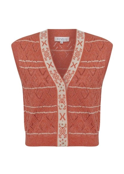 JACQUARD PATTERN DETAILED APRICOT KNIT TOP - 6