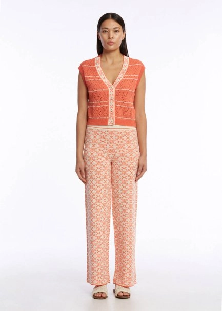 JACQUARD PATTERN DETAILED APRICOT KNIT TOP - 2