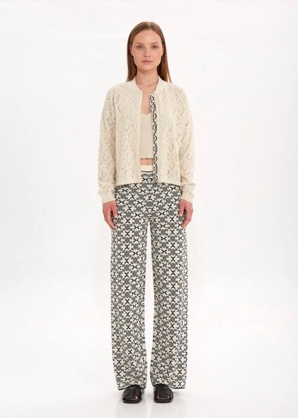 JACQUARD PATTERN DETAILED SAND KNIT JACKET - 2