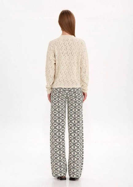 JACQUARD PATTERN DETAILED SAND KNIT JACKET - 6