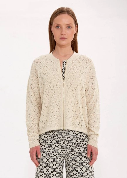JACQUARD PATTERN DETAILED SAND KNIT JACKET - 4