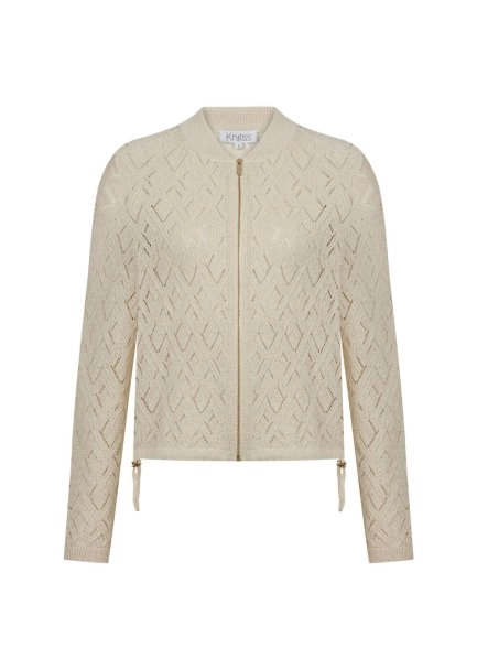 JACQUARD PATTERN DETAILED SAND KNIT JACKET - 7