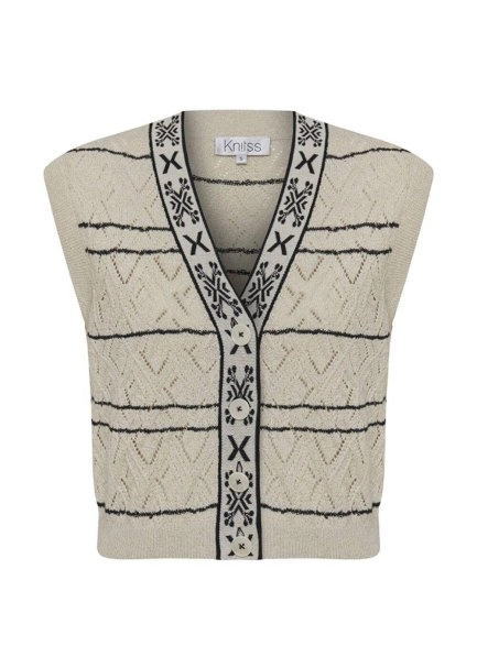 JACQUARD PATTERN DETAILED SAND KNIT TOP - 6