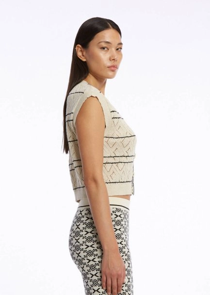 JACQUARD PATTERN DETAILED SAND KNIT TOP - 3