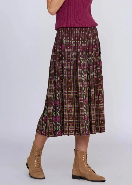 Jacquard Pattern Flare Knit Skirt - 4