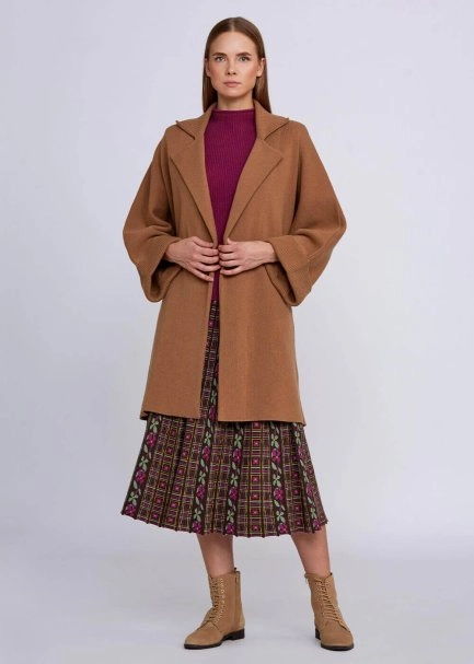 Jacquard Pattern Flare Knit Skirt - 5