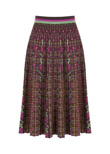 Jacquard Pattern Flare Knit Skirt - 8