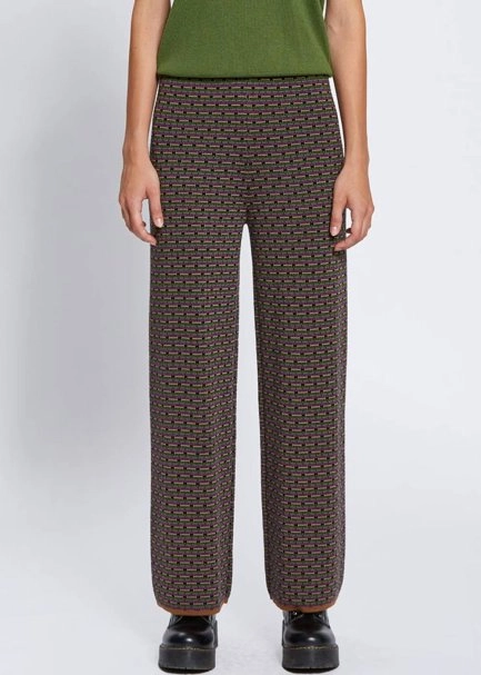 JACQUARD PATTERN MERINO WOOL KNIT PANTS - 2