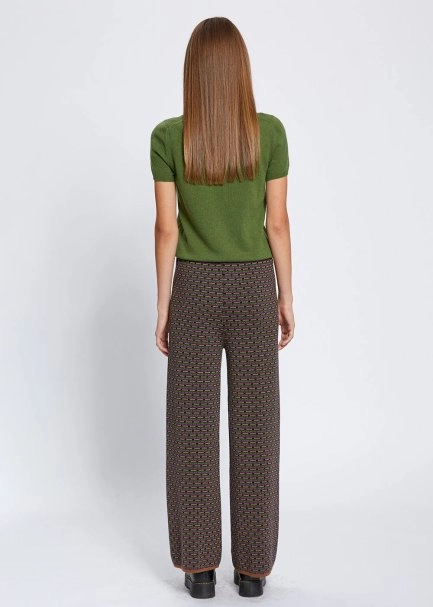 JACQUARD PATTERN MERINO WOOL KNIT PANTS - 5