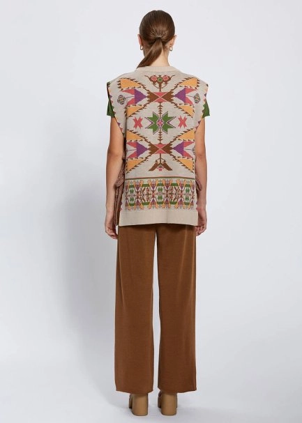 JACQUARD PATTERN MERINO WOOL KNIT VEST - 5