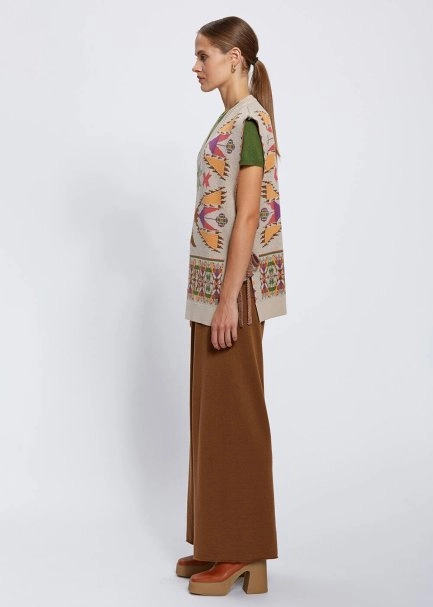 JACQUARD PATTERN MERINO WOOL KNIT VEST - 3