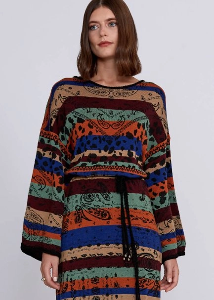 Jacquard Pattern Merino Wool Long Knit Dress - 7