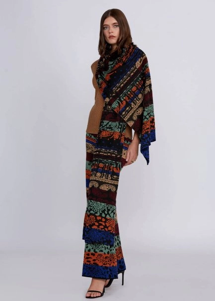 Jacquard Reversable Merino Wool Knit Scarf - 2