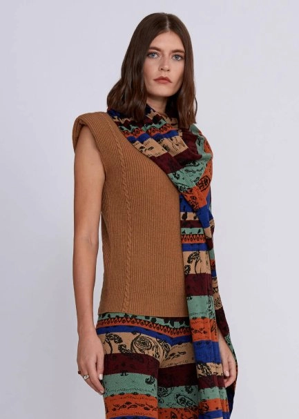 Jacquard Reversable Merino Wool Knit Scarf - 3