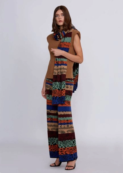 Jacquard Reversable Merino Wool Knit Scarf - 5