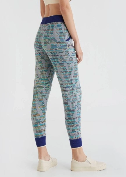 Jacquard Turquoise Knit Jogging Pants - 3