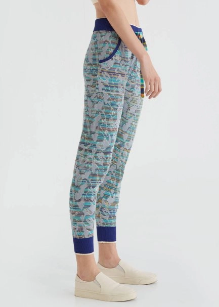 Jacquard Turquoise Knit Jogging Pants - 4