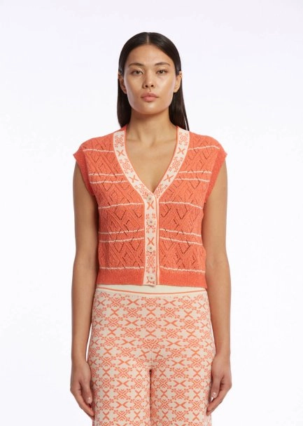 Jakar Desen Detaylı Turuncu Triko Üst - 1