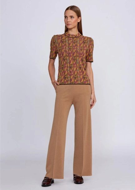 Jakar Desenli Çok Renkli Kısa Kol Triko Üst - 2