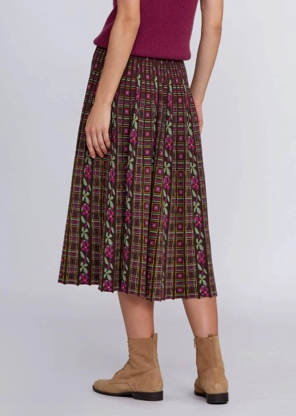 Jakar Desenli Kloş Triko Etek - 3